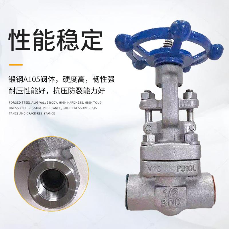 锻钢截止阀丝扣J61Y-800阀门A10阀美标法兰锈钢锻件5200LB 3/不4