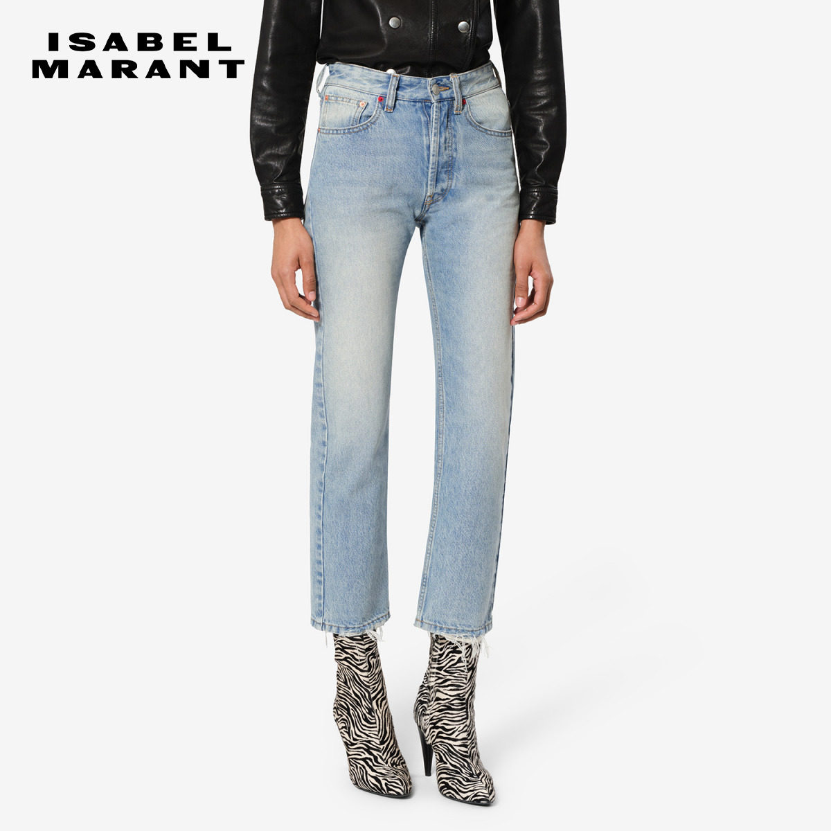 【秀场同款】ISABEL MARANT DAYA CROPPED复古做旧毛边牛仔裤