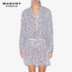 MARANT 淑女V领紫色印花连衣裙女 法式 ETOILE DANAEL