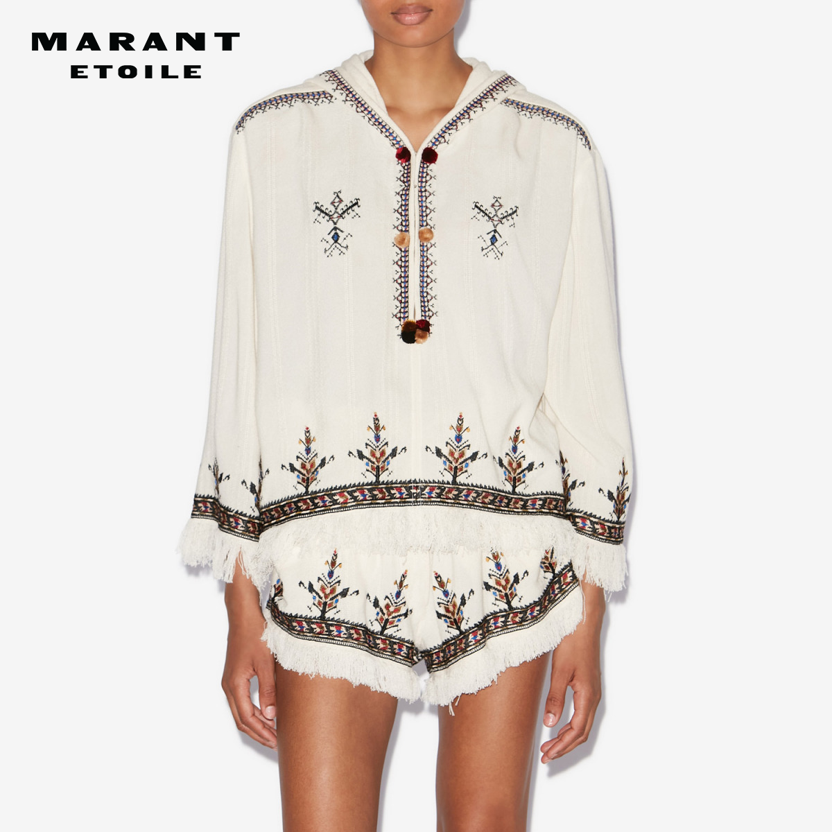 MARANT ETOILE2025 KAMEYA刺绣流苏装饰兜帽罩衫女