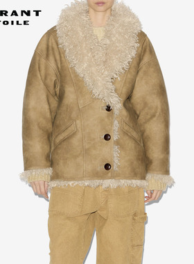 MARANT ETOILE2025早秋新款CLEA毛领翻皮大衣女