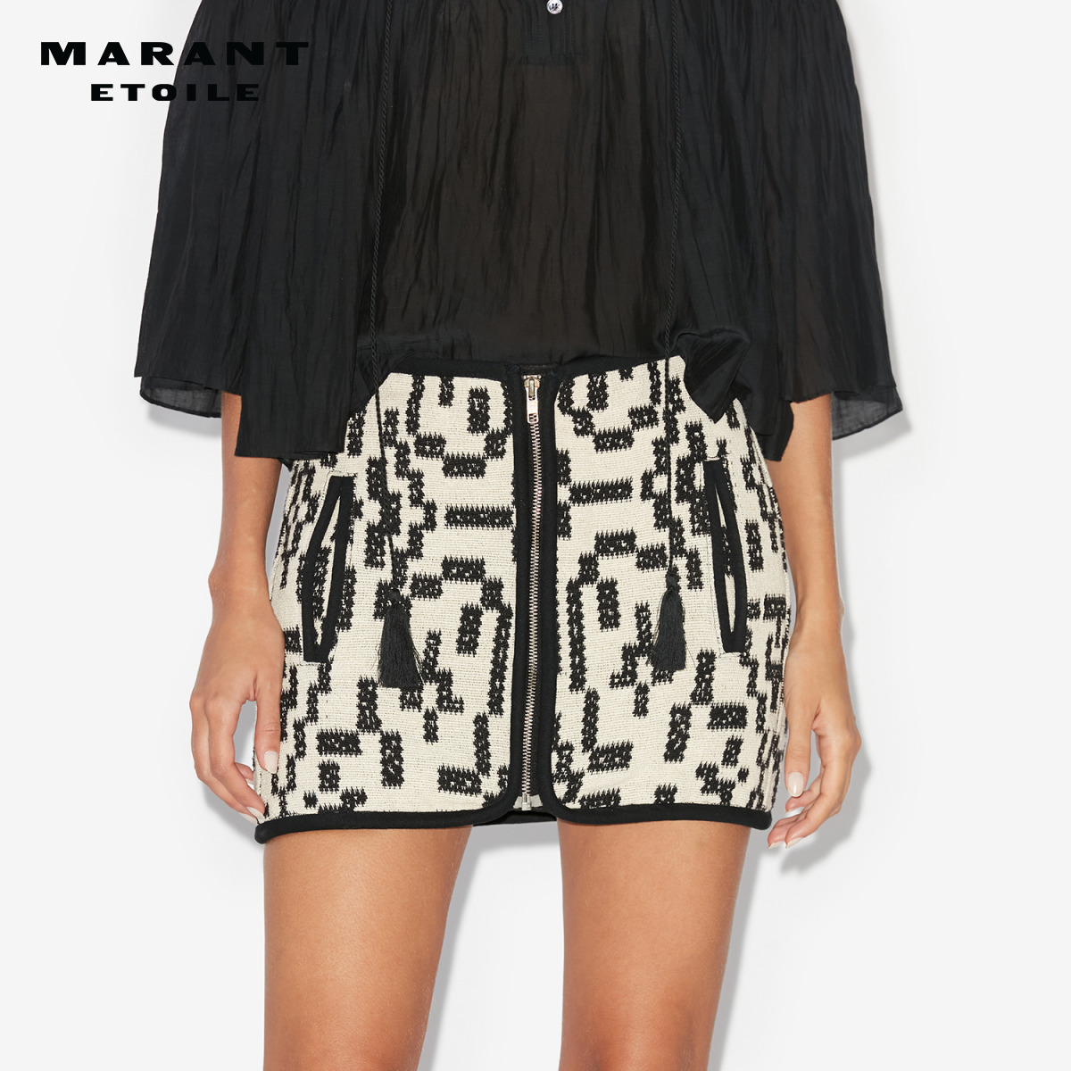 MARANT ETOILE ARONA法式针织复古印花拉链女式短裙