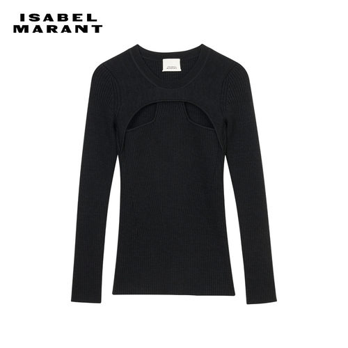 ISABEL MARANT 秋冬PULL ZANA女士纯色内搭针织套头衫黑色