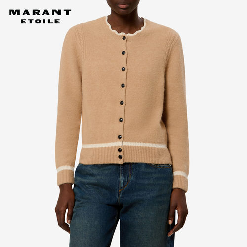 【26早秋新品】MARANT ETOILE NAIA羊驼毛混纺撞色针织开衫