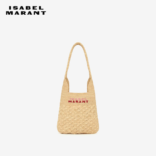 ISABEL MARANT PRAIA SMALL拉菲草编织LOGO手袋包女