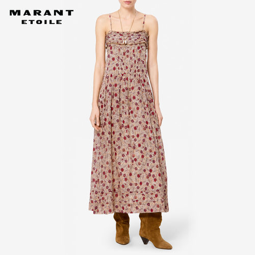 【26早秋新品】MARANT ETOILE DEMY彩色印花荷叶边棉质长裙