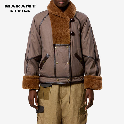 【26秋季新品】MARANT ETOILE OLINKA复古涂层夹棉拼色派克大衣
