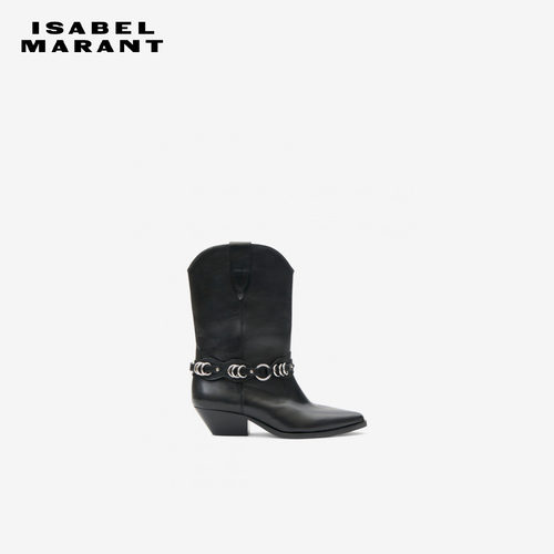 【秀场同款】ISABEL MARANT DUERTO复古皮革短筒粗跟骑士靴