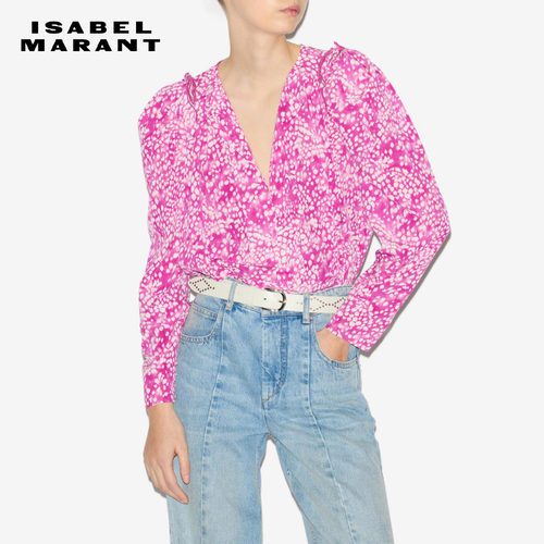 ISABEL MARANT DANA法式优V领印花雅长袖衬衫女