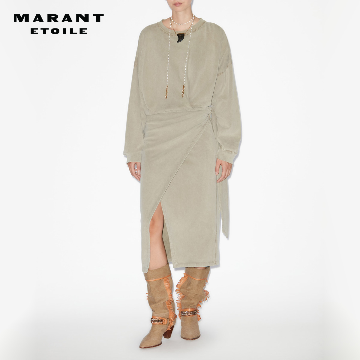 MARANT ETOILE2025 SANDRINA 褶皱长款运动衫连衣裙女