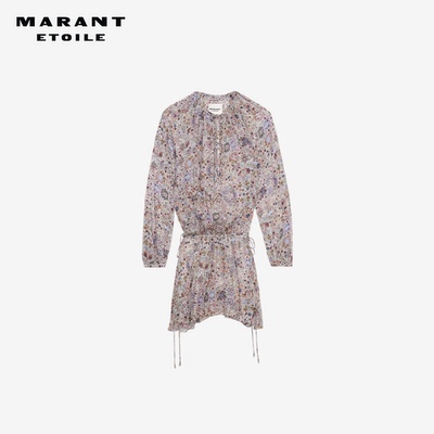 MARANT ETOILE2025早秋新款BESS印花绉纱连衣裙女