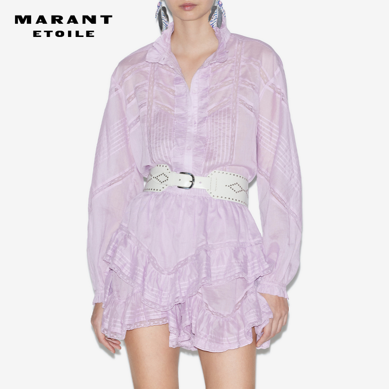 [重磅新品]MARANT ETOILE GAIA法式复古蕾丝立领长袖衬衫女
