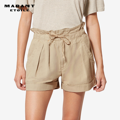MARANT ETOILE2026春夏新款NIRMA 法式休闲棉麻帆布系带短裤女