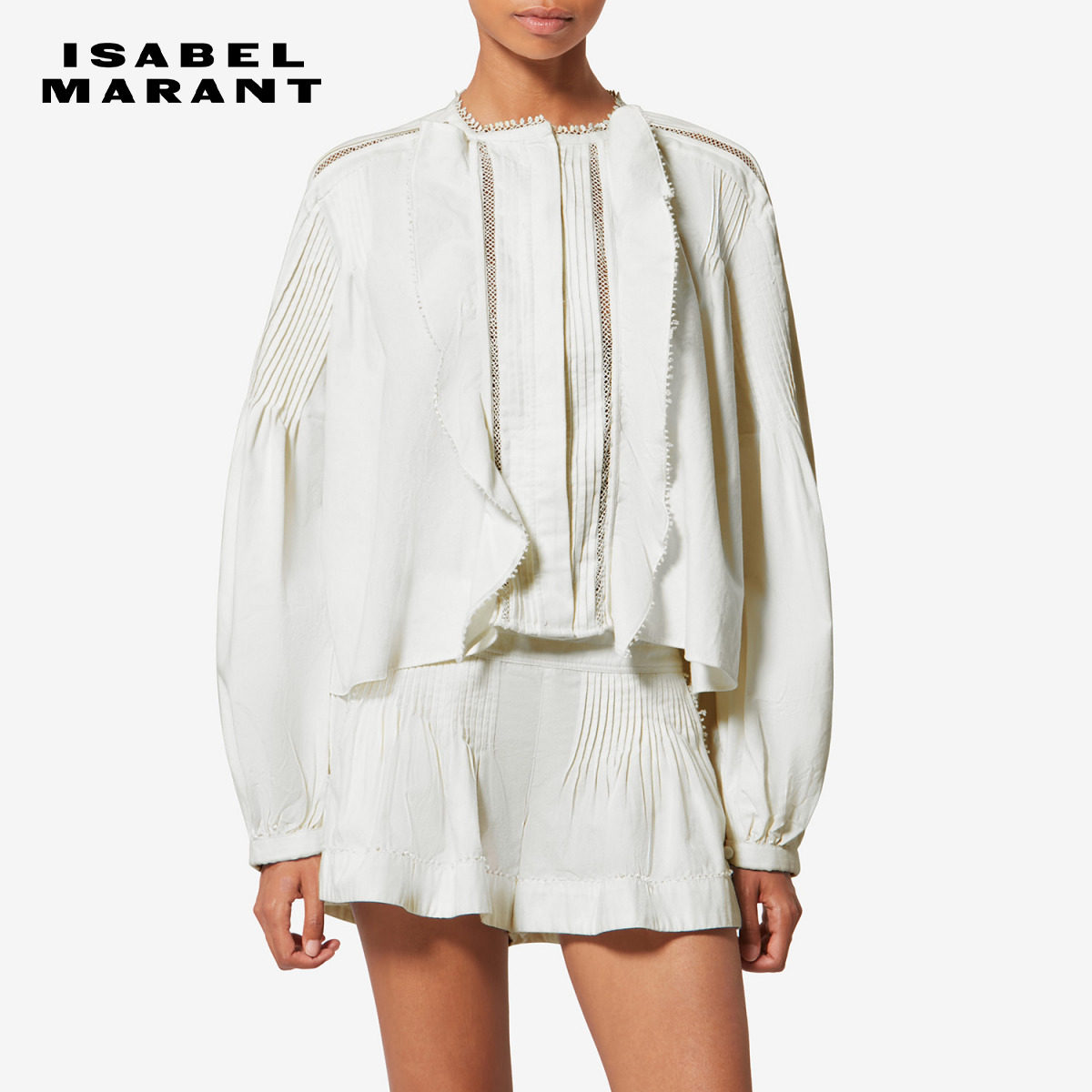 ISABEL MARANT2026春夏新款Cubraly 波西米亚风棉质立体褶裥衬衫