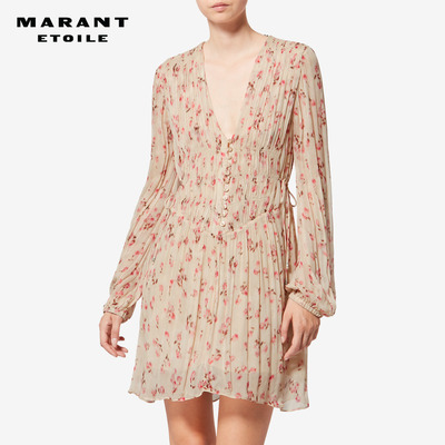 MARANT ETOILE2026春夏新款LORIENA 印花短款雪纺连衣裙