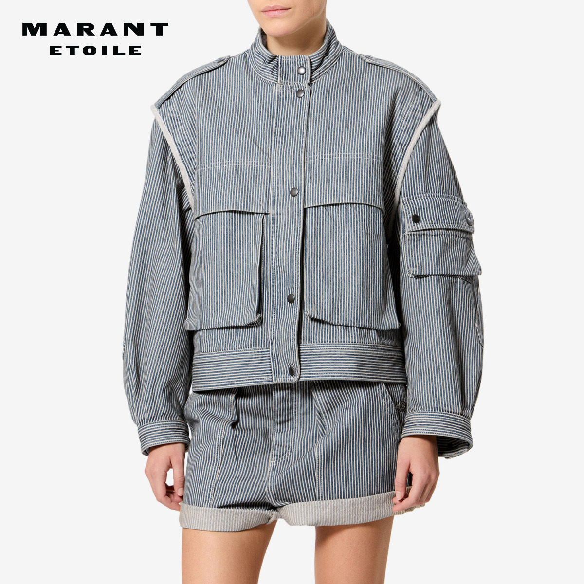 【26早秋新品】MARANT ETOILE EDANY山核桃双色条纹棉质夹克