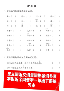 反义词近义词量词多音字形近字同音字练习本 一年级语文下册人教版同步课堂作业练习本