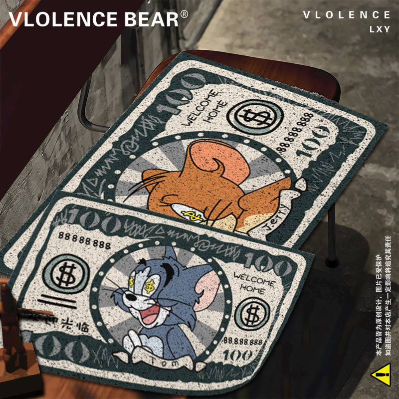 脚踏垫进门地垫门口 猫和老鼠美钞复古垫子地垫家用 欢迎光临地垫