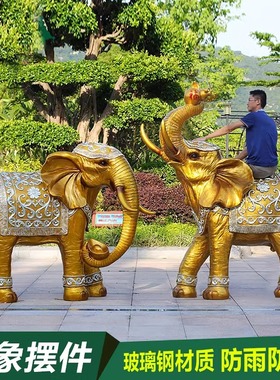户外仿真泰国大象玻璃钢雕塑
