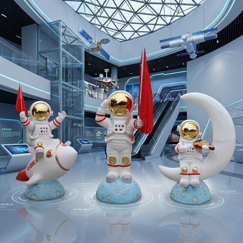 太空人宇航员雕塑科技馆摆件月球航天火箭模型美陈网红打卡装饰