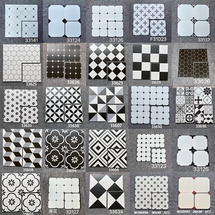 经典 彩色网红黑白小花砖300x300卫生间厨房地砖阳台墙砖防滑瓷砖