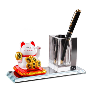笔筒创意时尚可爱办公室桌面笔筒收纳盒男女同学生高档定制前台桌面笔筒摆台礼品简约个性多功能水晶笔筒摆件