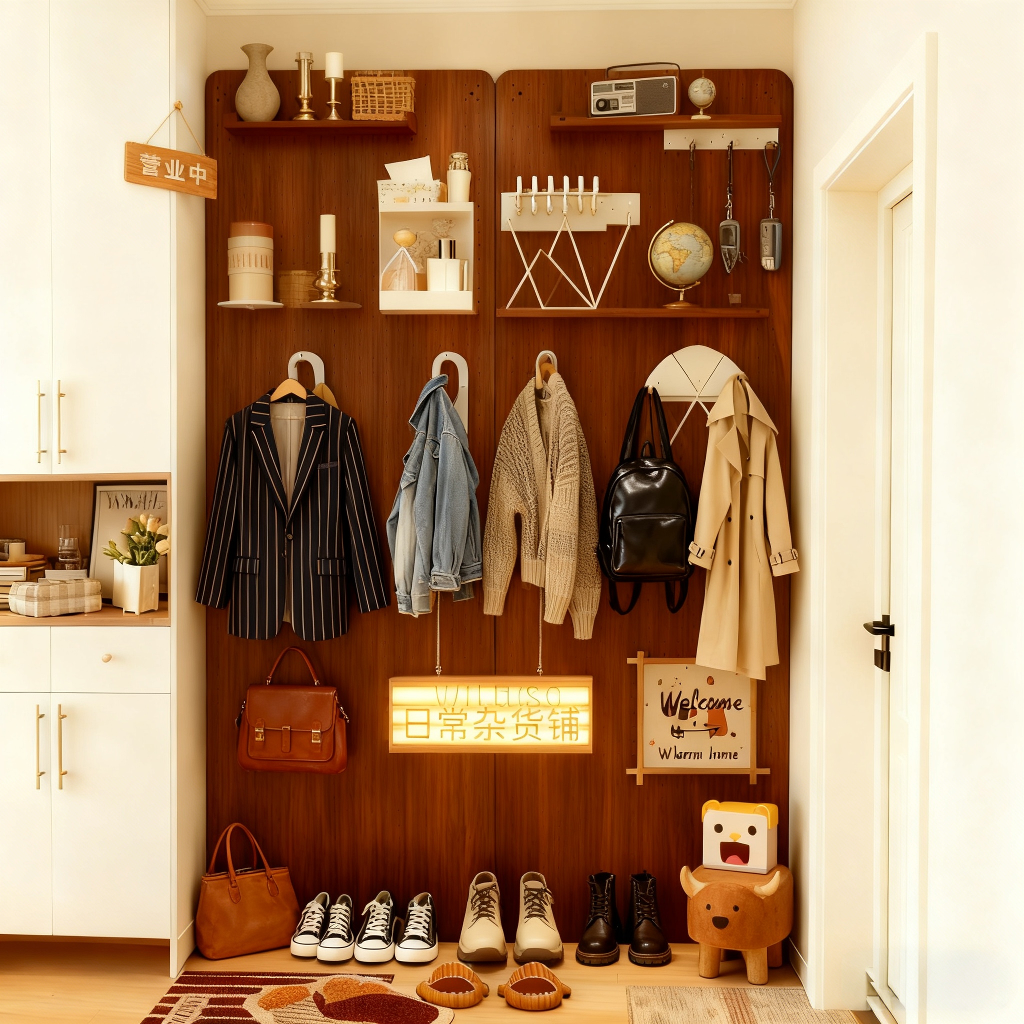 洞洞板置物架定制墙壁上入户玄进门磁吸展示挂板制收纳架造型墙定