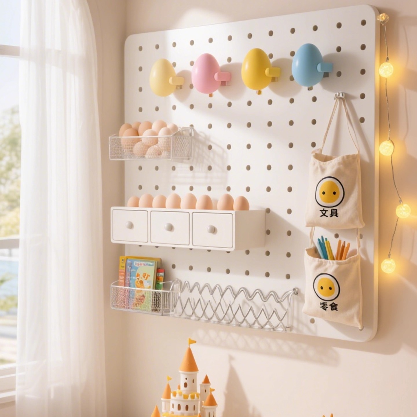 金属学习桌墙面磁吸收纳墙上洞洞板置物架免打孔书桌学生开学墙壁