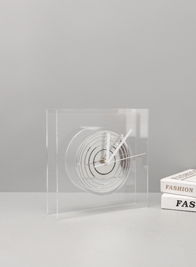 简约现代亚克力钟表高级感台钟摆件客厅卧室书房电视柜家居装饰品