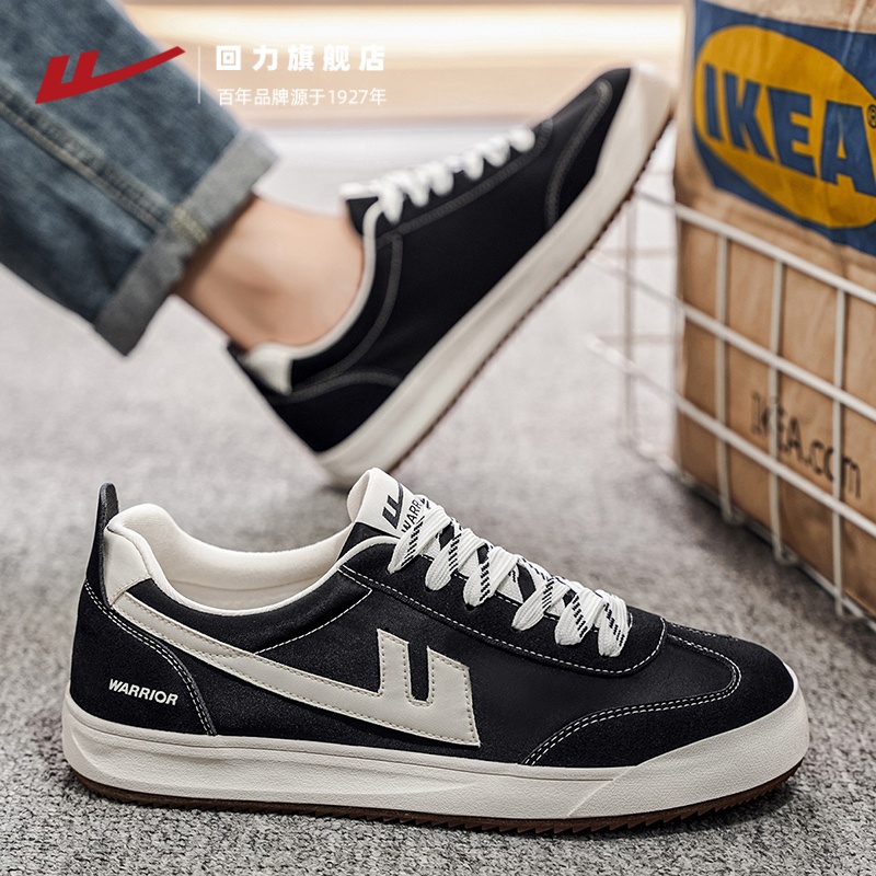 回力旗舰店黑色帆布鞋男款百搭
