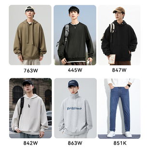 帽衫 重磅美式 宽松休闲春秋外套 加绒加厚冬季 回力连帽卫衣男秋冬款