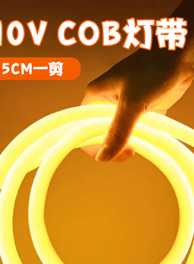 110V灯带台湾加拿大美国床边床头插电自粘led暖光cob氛围照明灯条