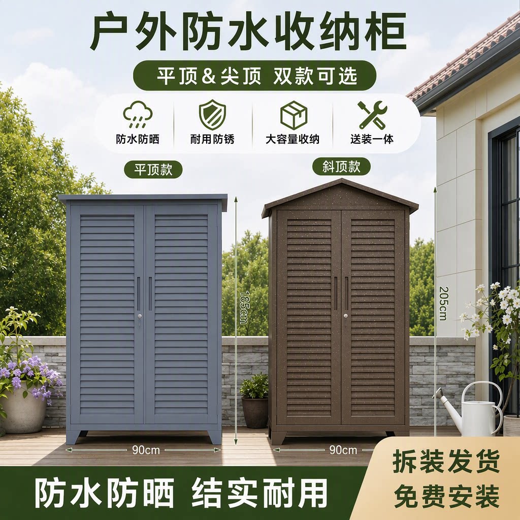 户外储物柜防水防晒庭院收纳柜
