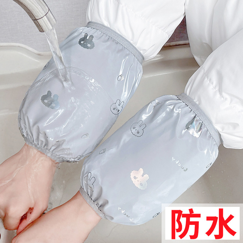 短款防水皮袖套厨房专用防油PU护袖男女工作耐磨上班干活套袖秋冬