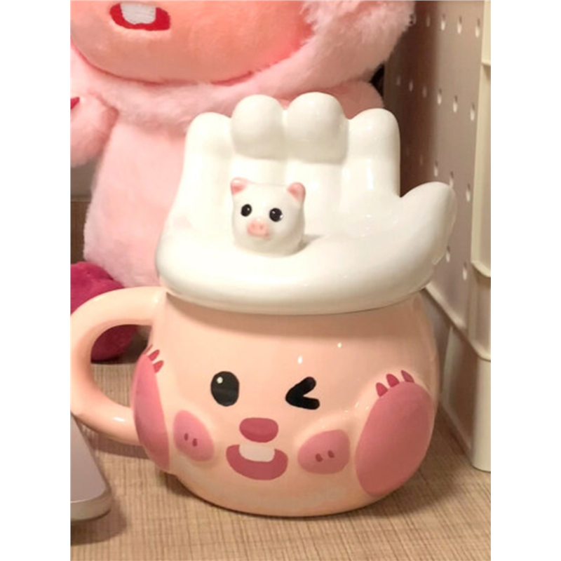 掌上明猪loopy水杯小海狸露比家用杯子可爱卡通大容量陶瓷马克杯