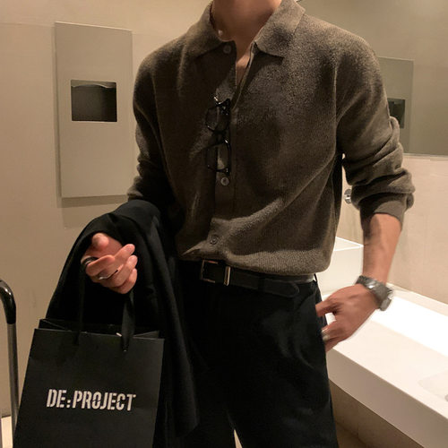 MYQ开衫毛衣男士春秋季韩版宽松潮流轻熟风外穿长袖针织Polo衫潮