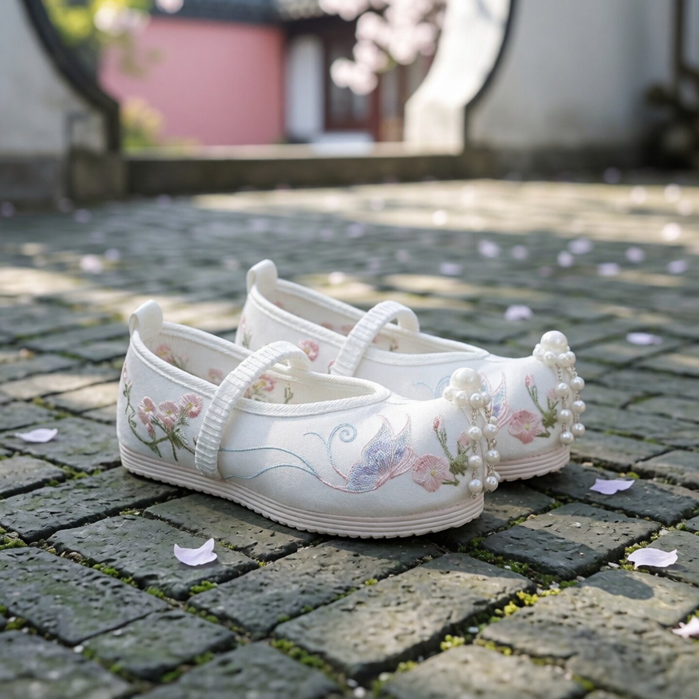 春夏季汉服鞋子女童古风绣花鞋翘头马面裙鞋中国风儿童布鞋演出鞋图片