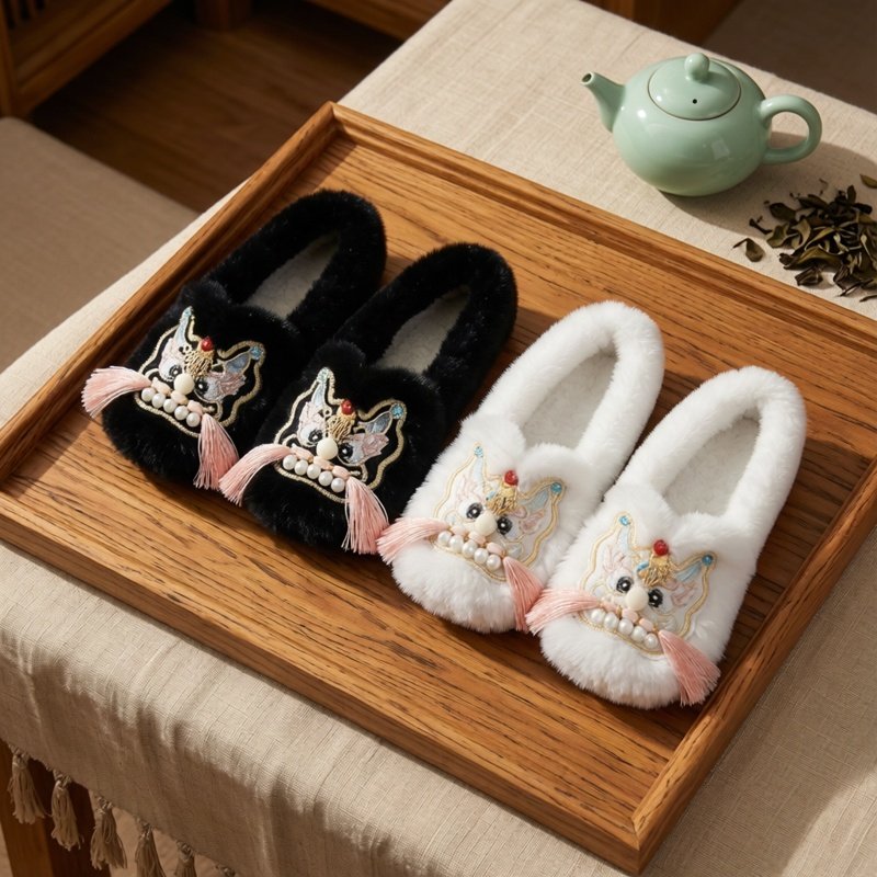 虎头鞋2026冬新款布鞋女平底软底新中式盘扣绣花鞋古风加绒款女鞋,女鞋,传统布鞋,淘宝优惠券,粉丝福利购,淘宝优惠卷