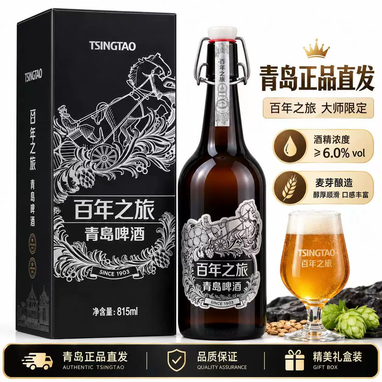 青岛啤酒百年之旅大师限定一世传奇青岛一厂登州路生产送礼礼盒装