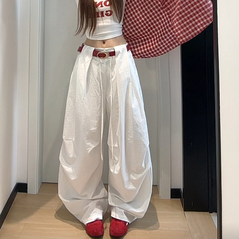 慵懒高腰阔腿休闲裤女装春季宽松垂感百搭长款裤子工装裤拖地裤