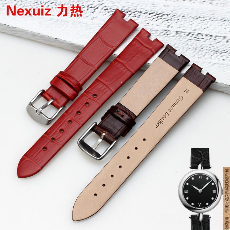 原厂代用竹节纹牛皮表带欧米茄碟飞女款手表带16mm凹口4mm针扣