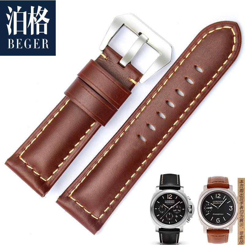 原厂代用沛纳海表带真皮款pam441/111胖大海正品配件2426mm