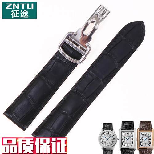 征途适用卡地亚坦克真皮表带伦敦竹节双尾男手G表带20/22/23/25mm