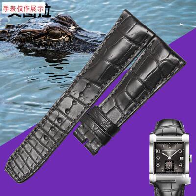 适用美洲鳄鱼皮表带适配名士表汉伯顿ME0A10027手表带皮表带男
