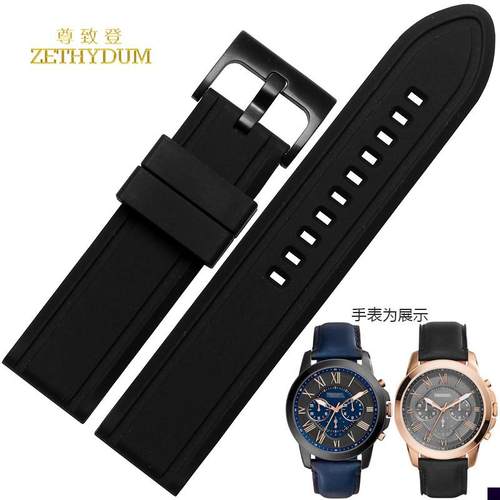 适用于运动休闲硅胶表带化石fossil防水柔软FTW1114橡胶配件22mm