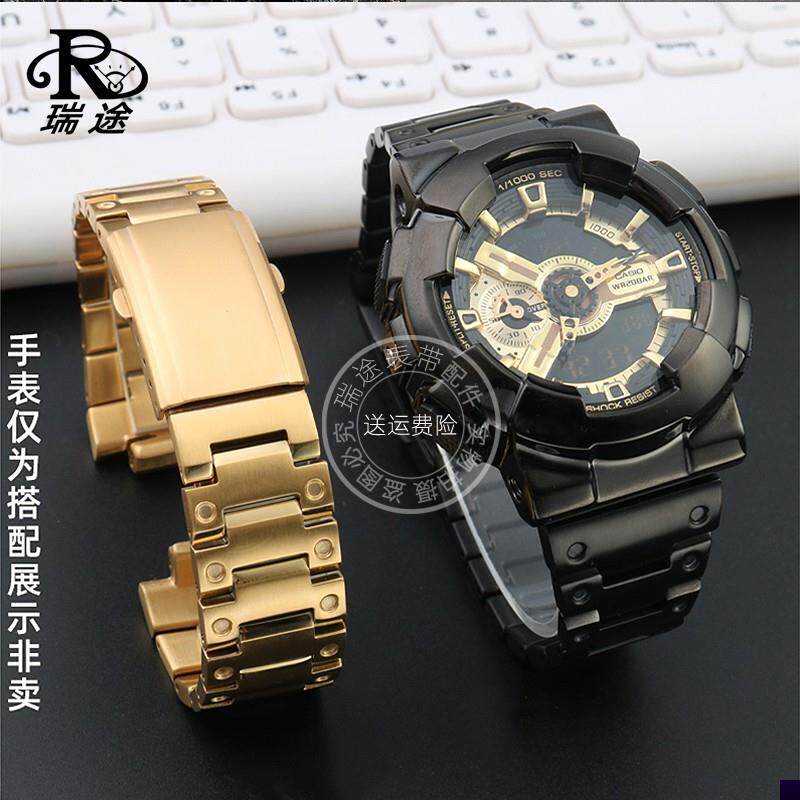 适用于卡西欧GA-110GB/100/120黑金黑武士改装精钢表壳表带配件