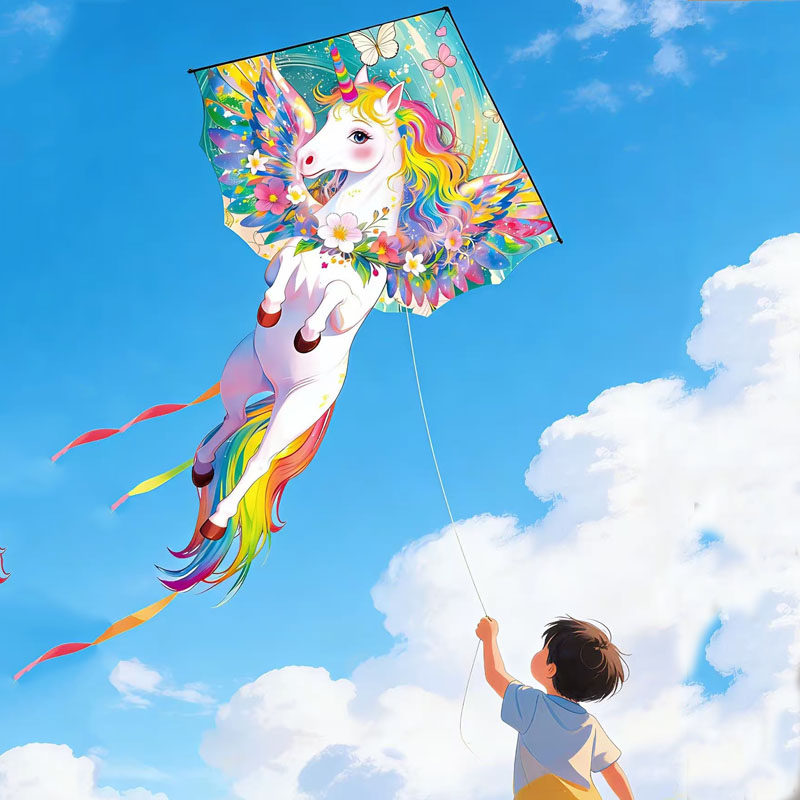 儿童风筝微风易飞卡通独角兽彩虹风筝儿童大号放飞玩具可爱风筝