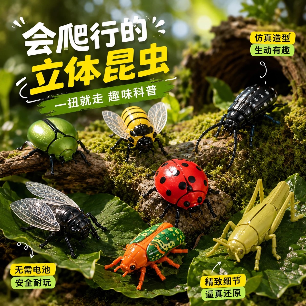 仿真3d立体昆虫上发条玩具模型