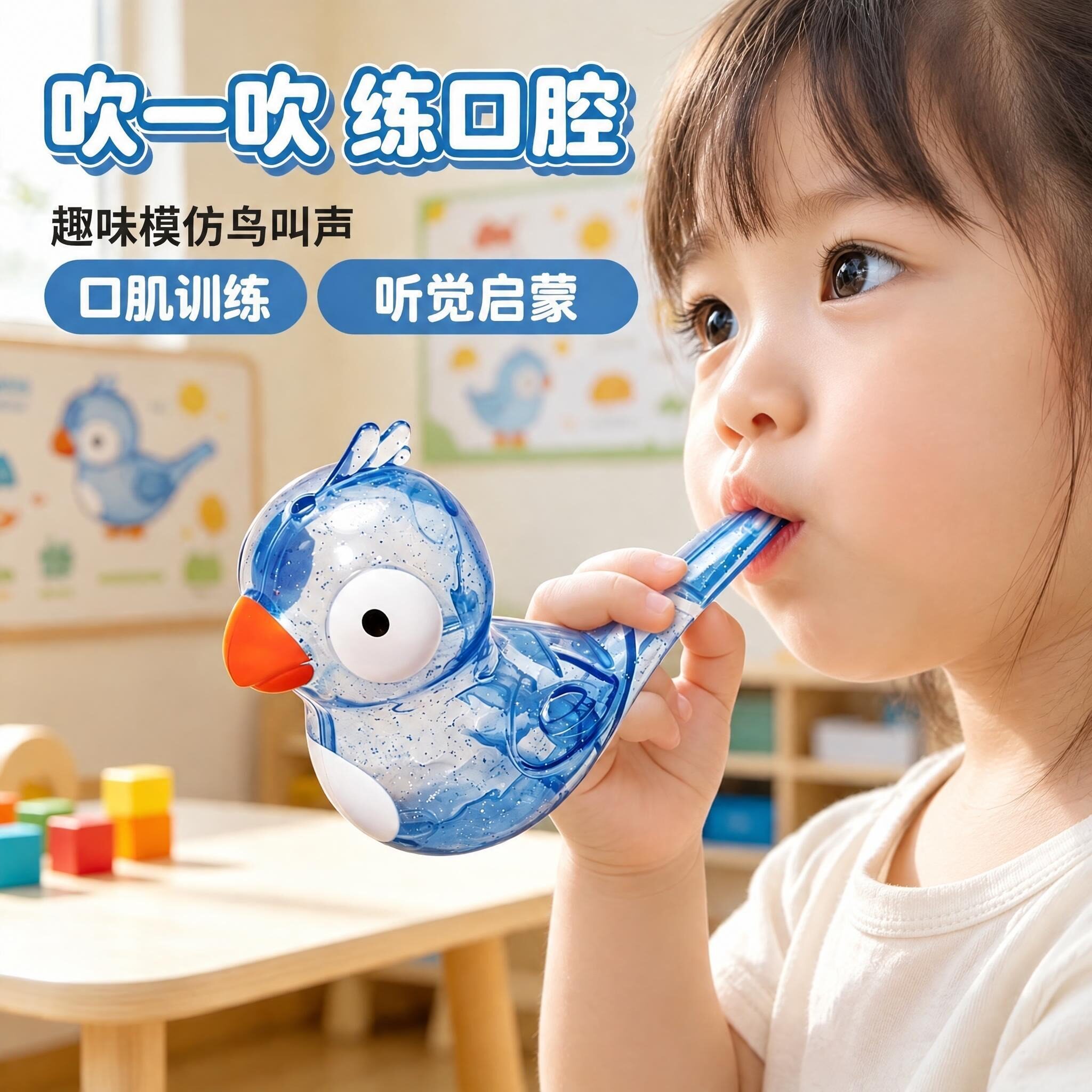透明水鸟口哨婴幼儿发音训练玩具