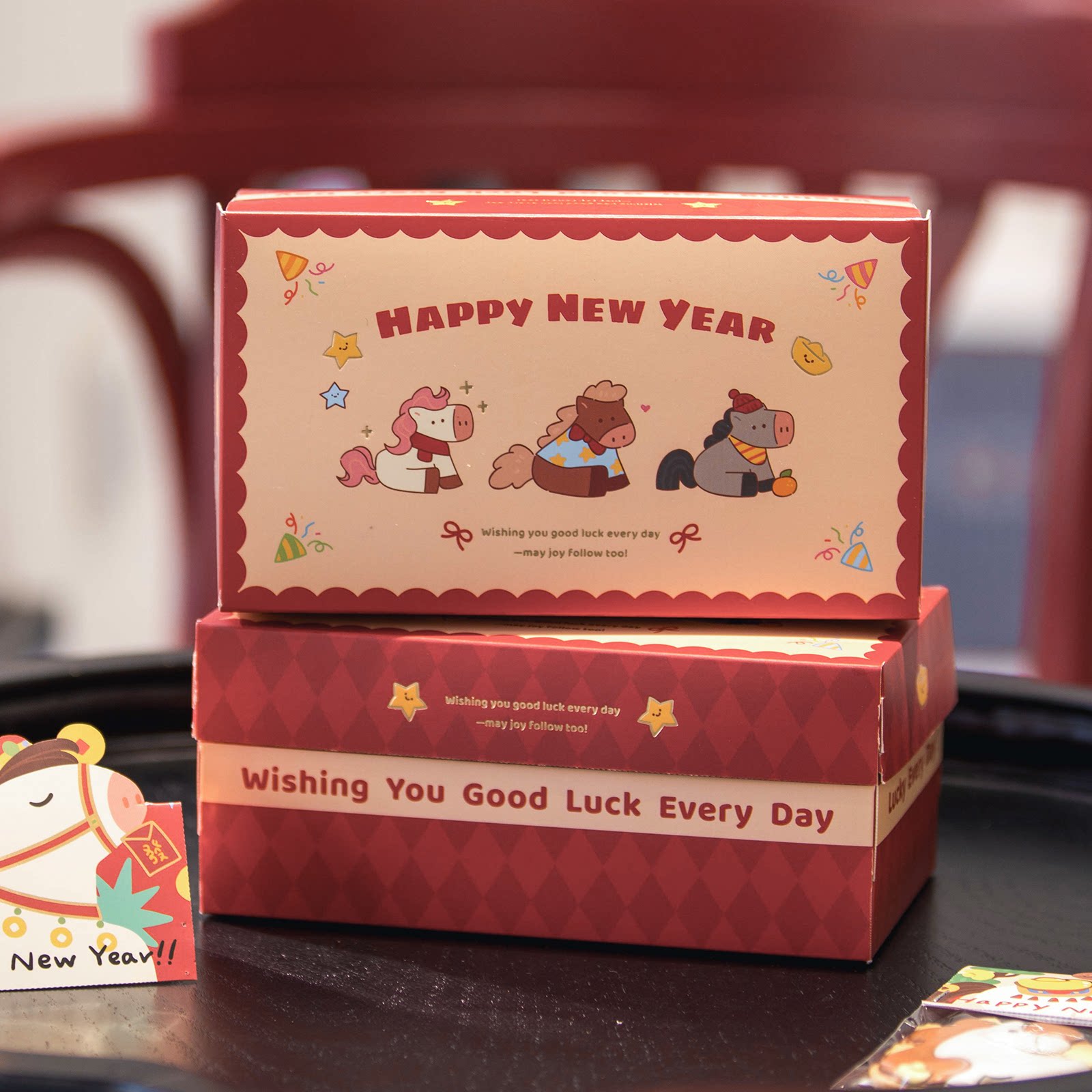 2026新年新款翻盖包装盒烘焙糖霜曲奇饼干礼品盒牛轧糖雪花酥圣诞